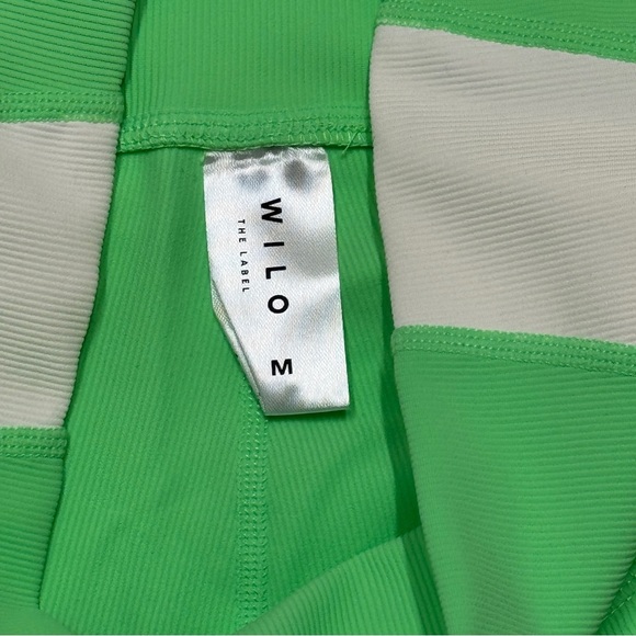 {WILO The Label} Green White Ribbed Crossover Waistband Colorblock 6" Bike Short - Picture 3 of 4